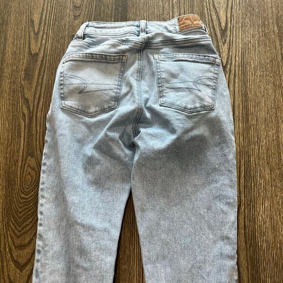 American Eagle Straight Jeans High Rise Strigid Denim Light Wash Size 000 Short - Picture 11 of 11